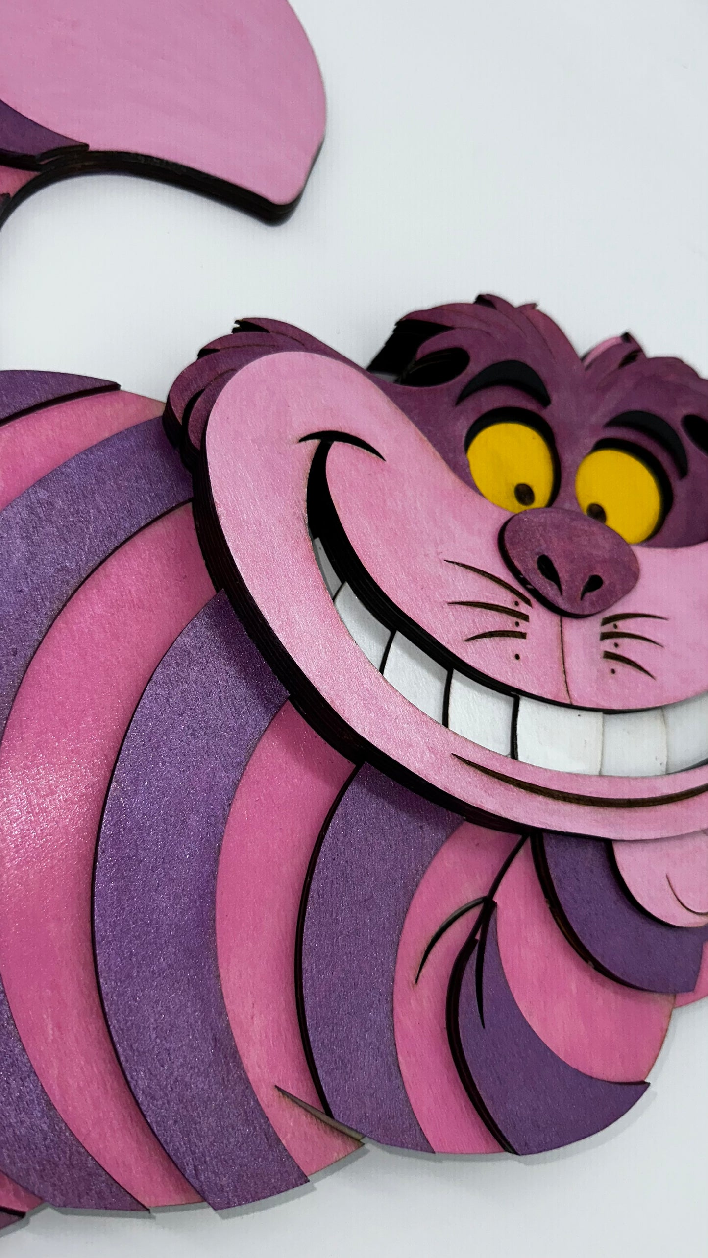 Wood Purple Striped Cat Original