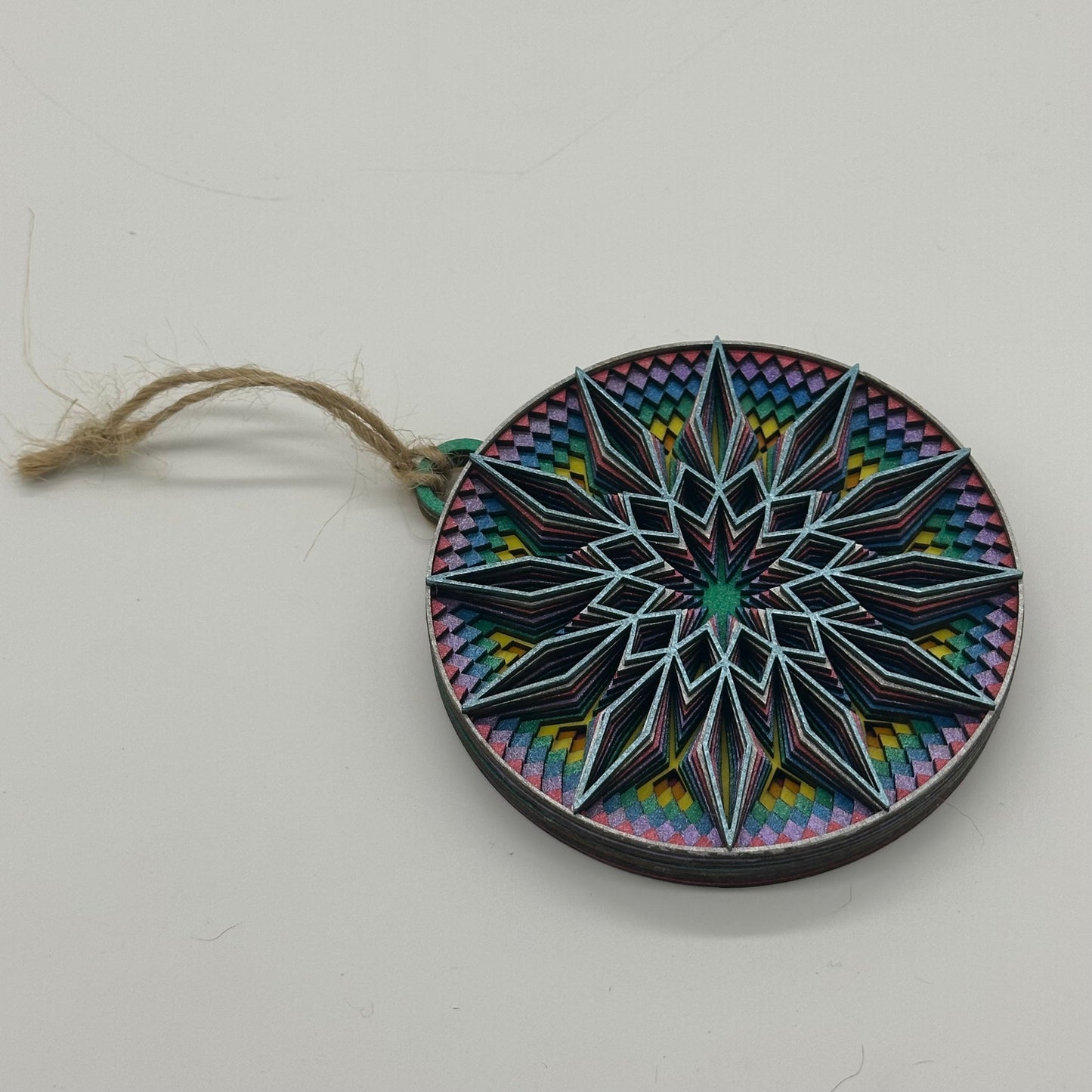 Wood Metallic Mandala Ornament