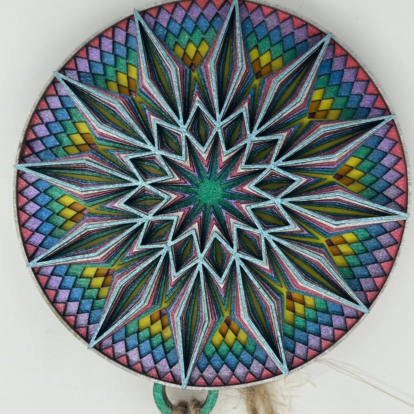 Wood Metallic Mandala Ornament