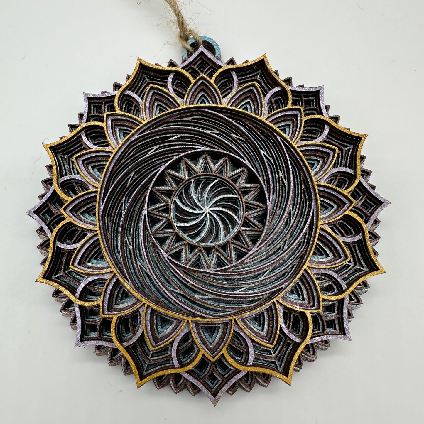 Wood Metallic Ornament Mandala