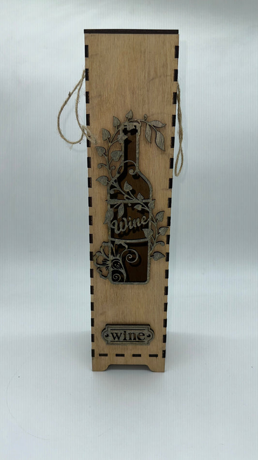 Wood Flower Vine Bottle Wine Box