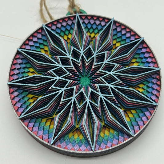 Wood Metallic Mandala Ornament