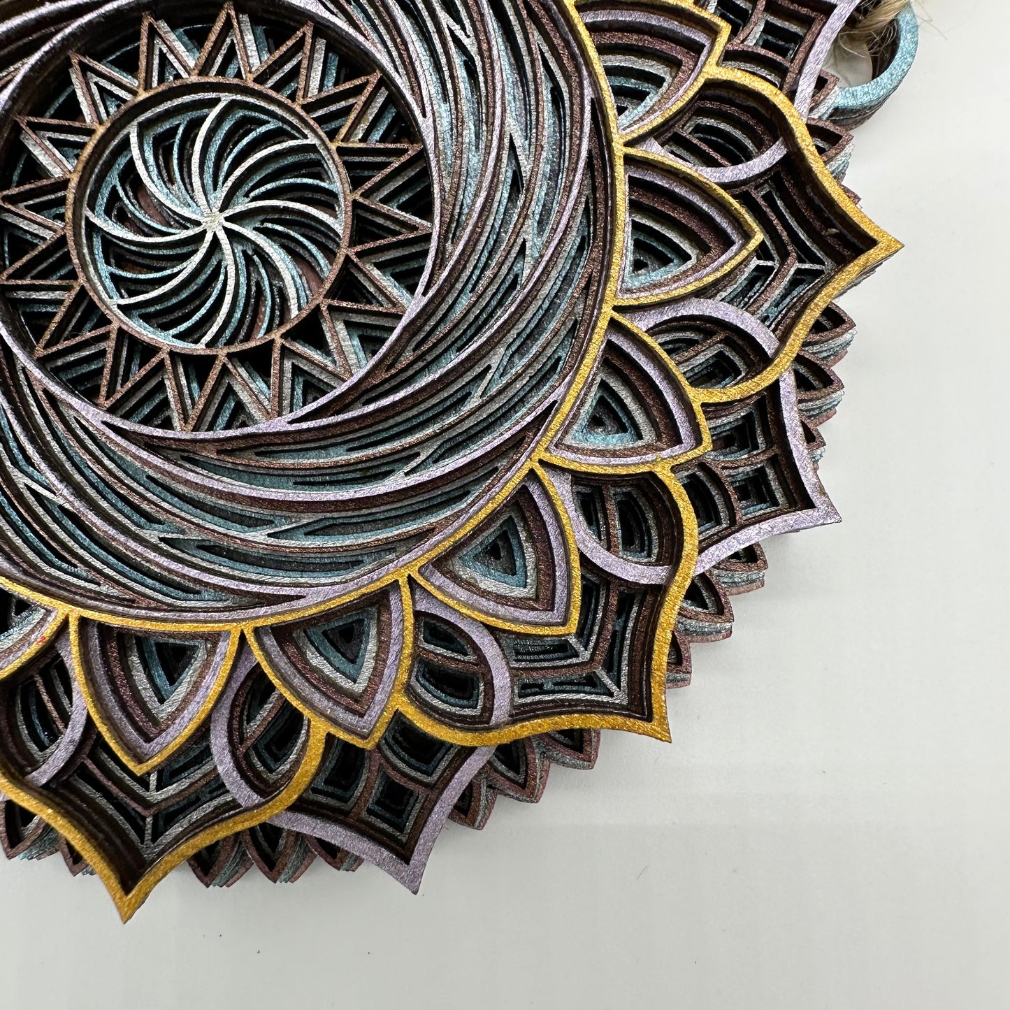 Wood Metallic Ornament Mandala