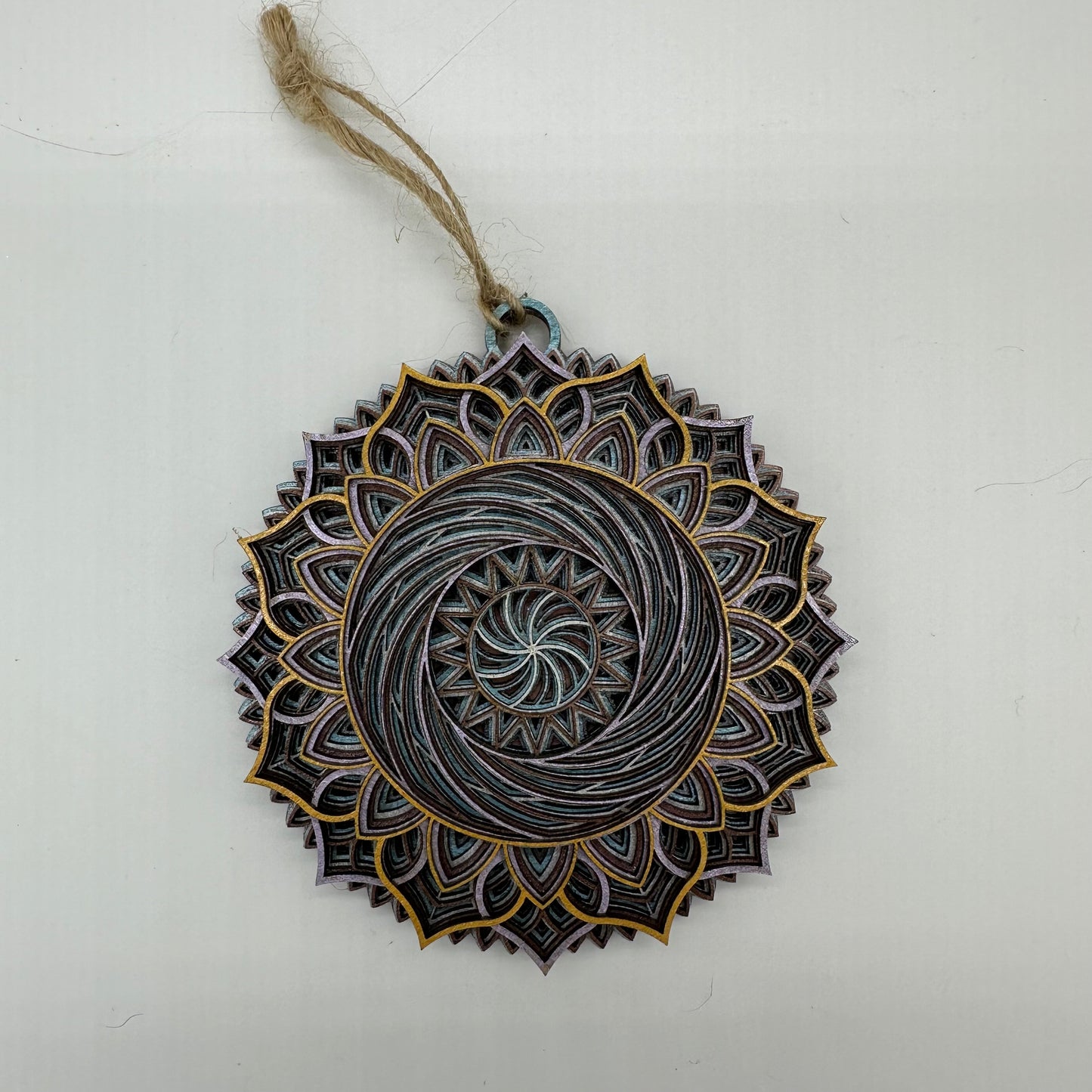 Wood Metallic Ornament Mandala