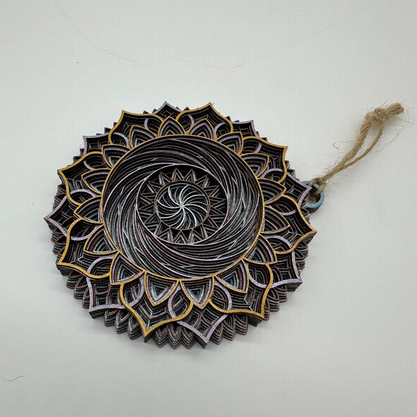 Wood Metallic Ornament Mandala