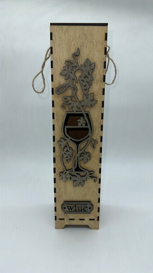 Wood Grape Wine Glass Wine Box