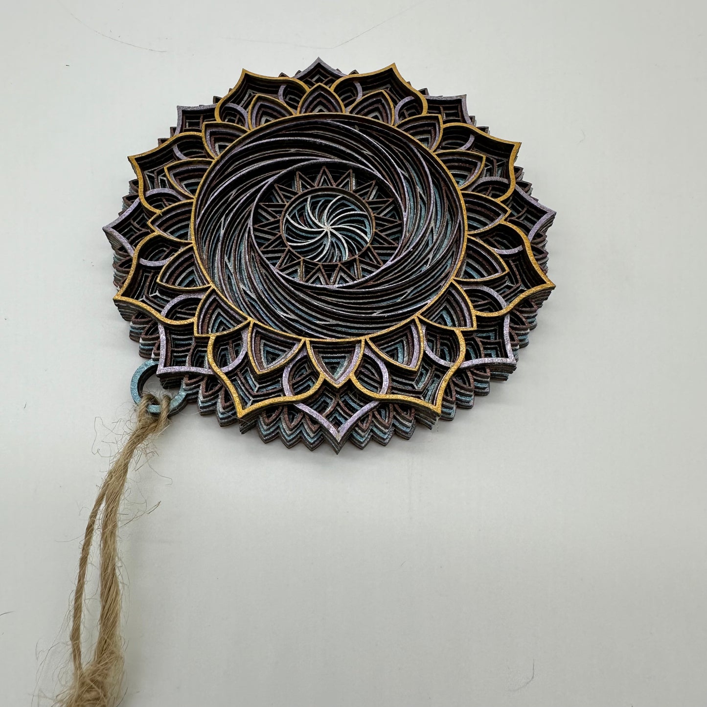 Wood Metallic Ornament Mandala