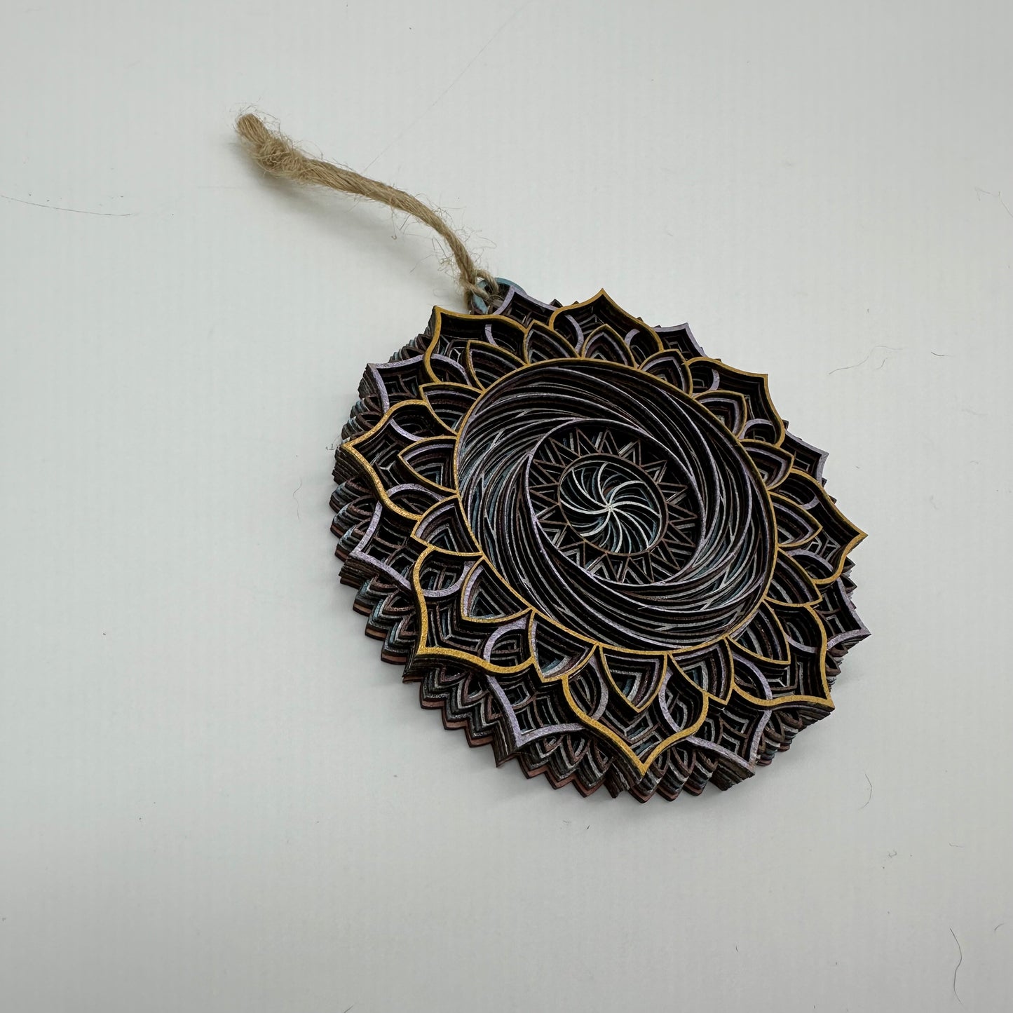 Wood Metallic Ornament Mandala