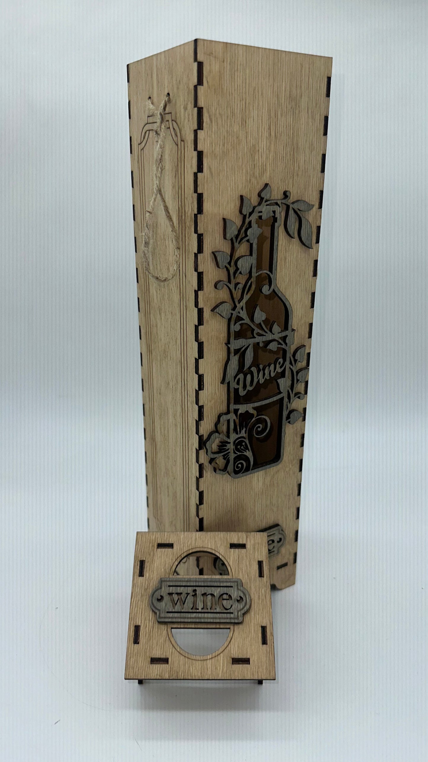 Wood Flower Vine Bottle Wine Box