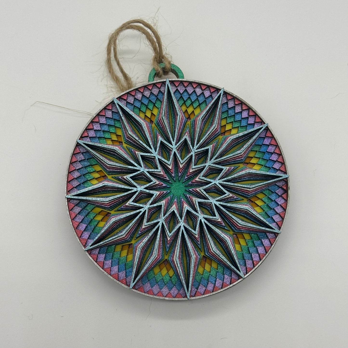 Wood Metallic Mandala Ornament