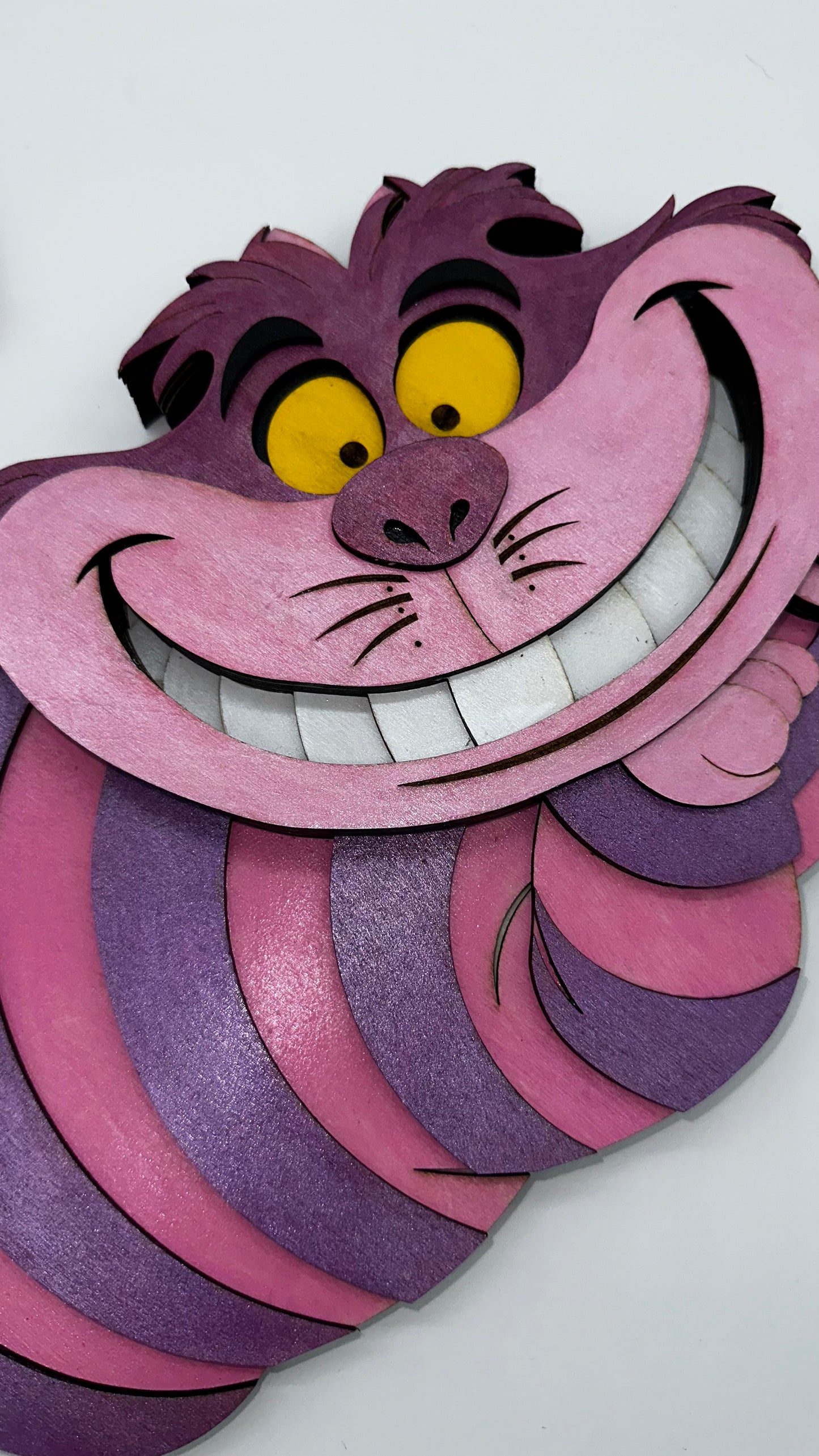 Wood Purple Striped Cat Original