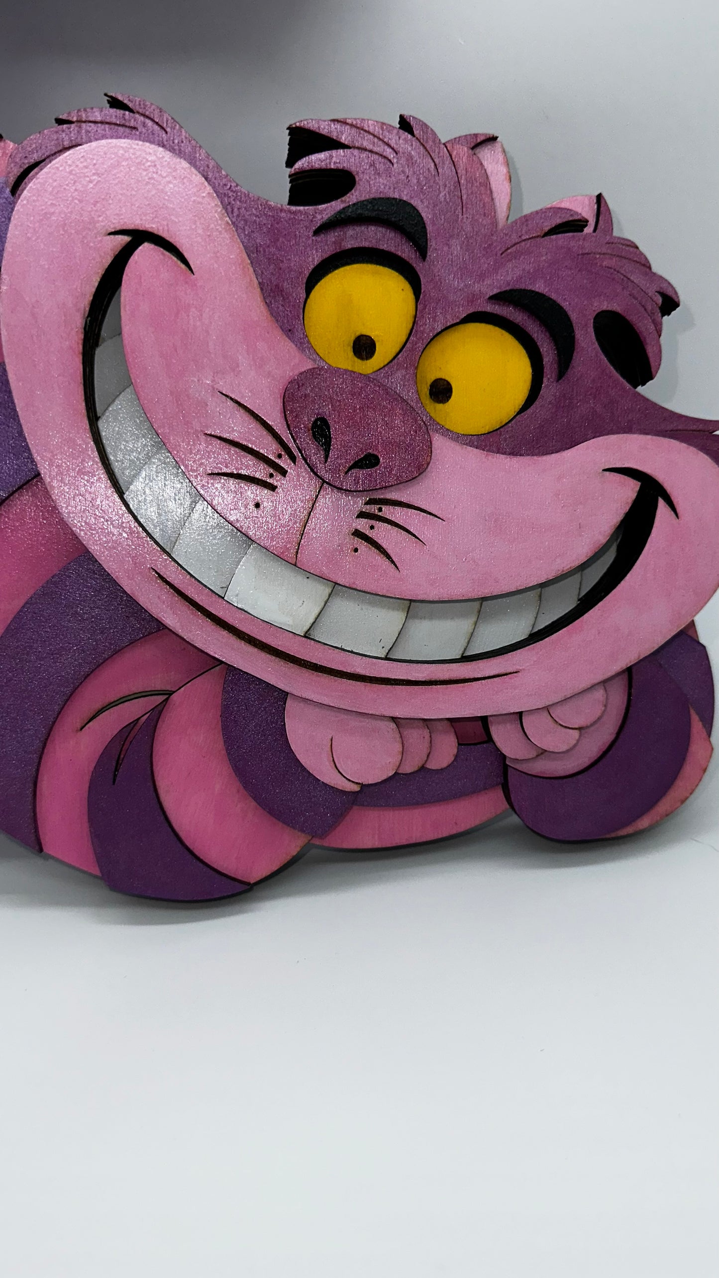 Wood Purple Striped Cat Original