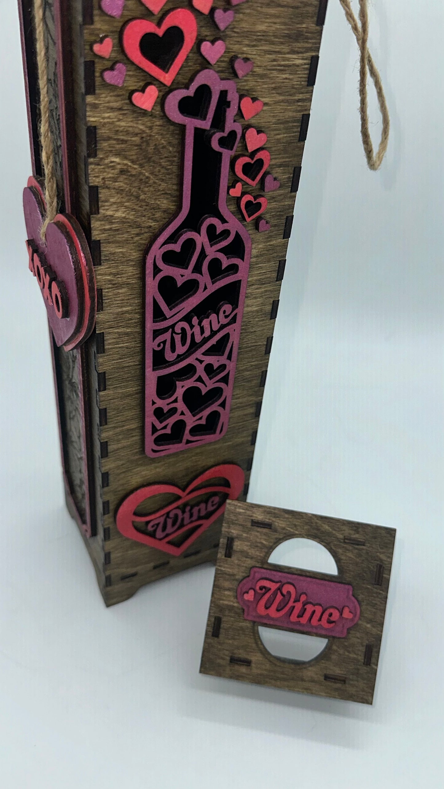 Original Heart Wood Wine box w/ Charm