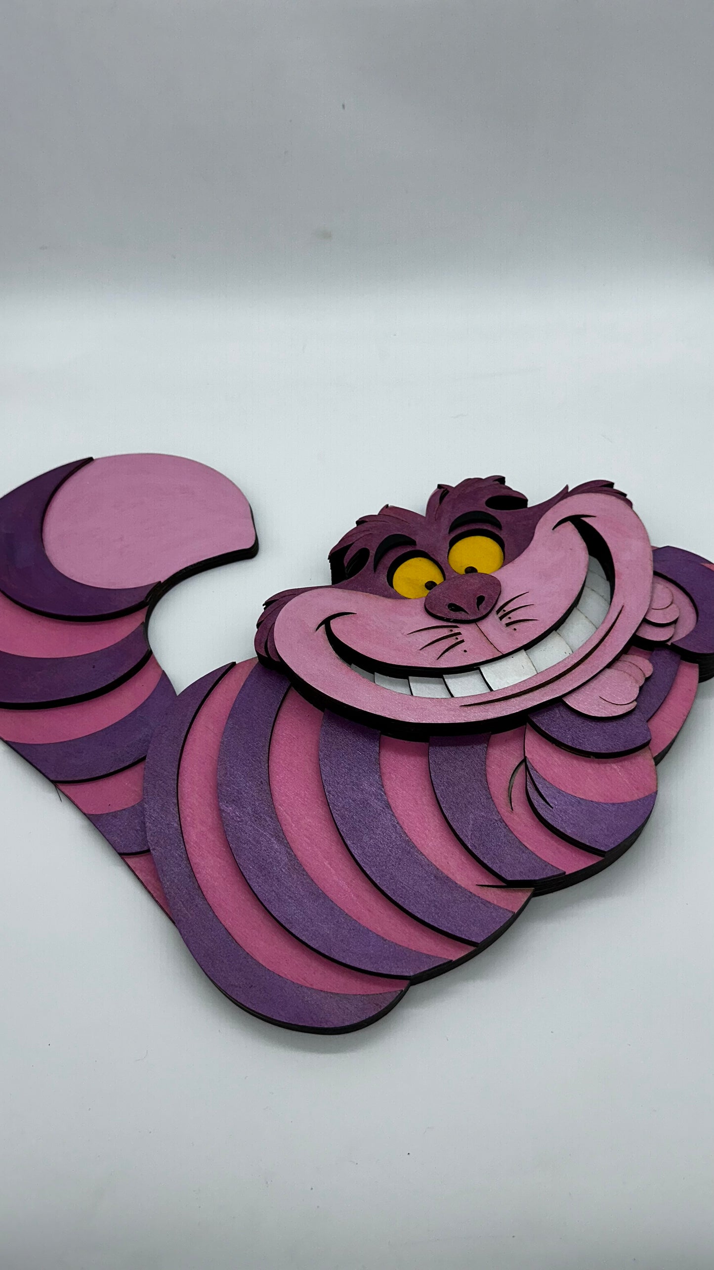 Wood Purple Striped Cat Original