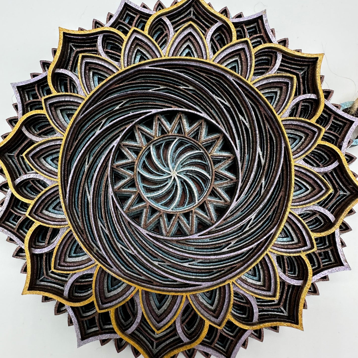 Wood Metallic Ornament Mandala