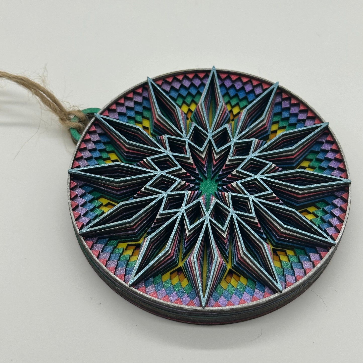 Wood Metallic Mandala Ornament