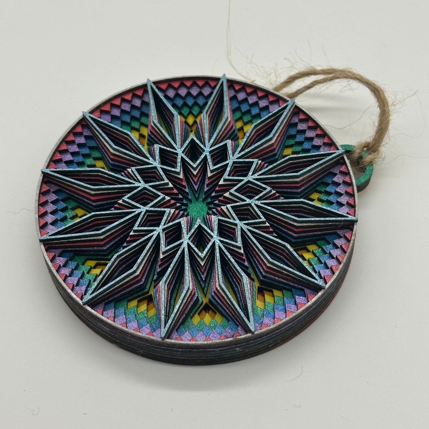 Wood Metallic Mandala Ornament