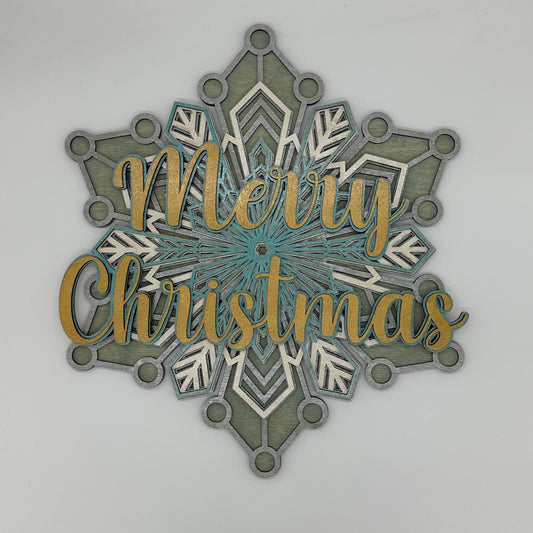 Wood Merry Christmas Snowflake