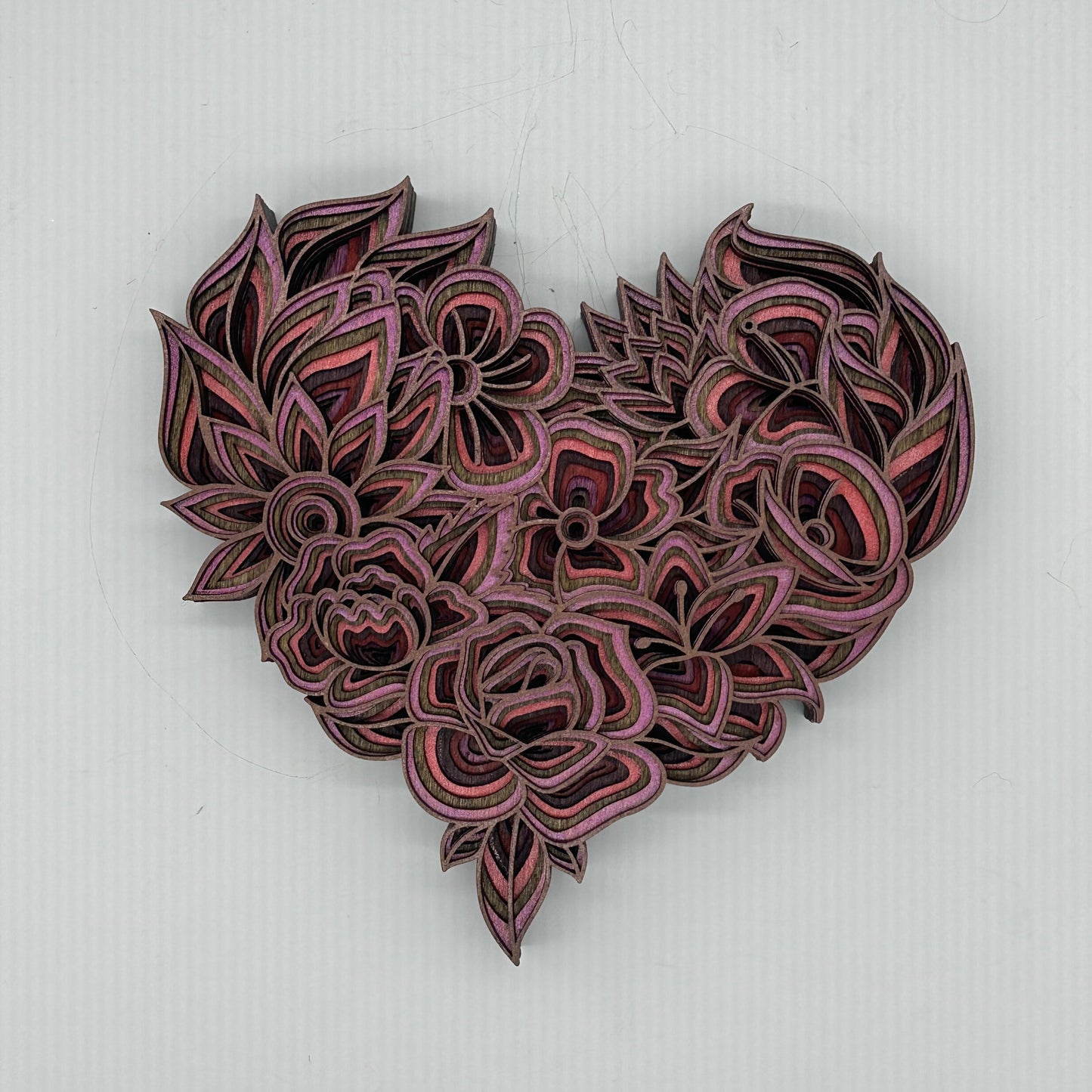 Wood Floral Heart