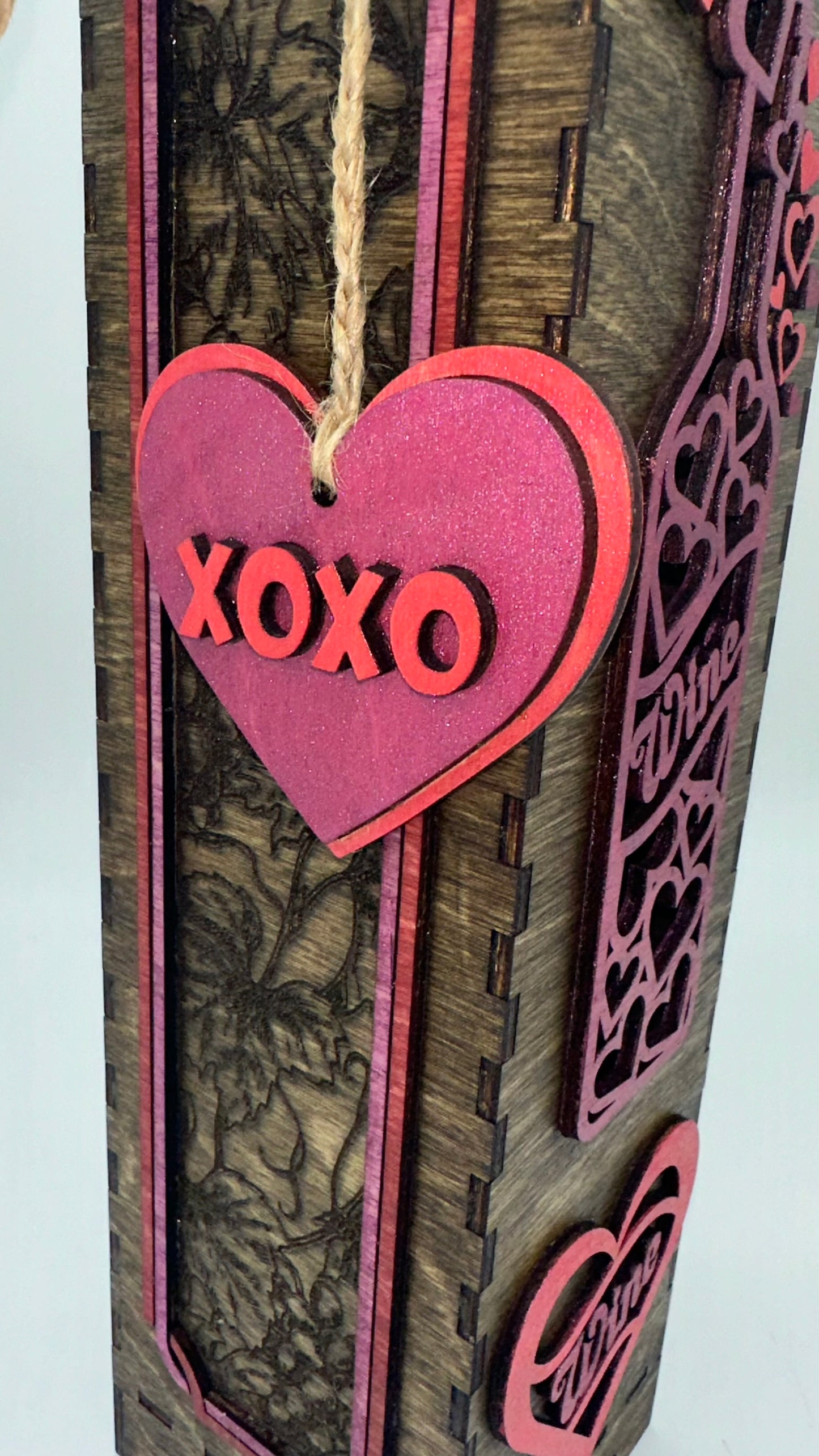 Original Heart Wood Wine box w/ Charm